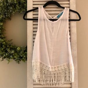 White Fringe Tank
